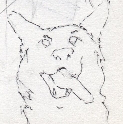 Dibujos de un tipo prendiendo una pipa y un perro X PRENSUTI