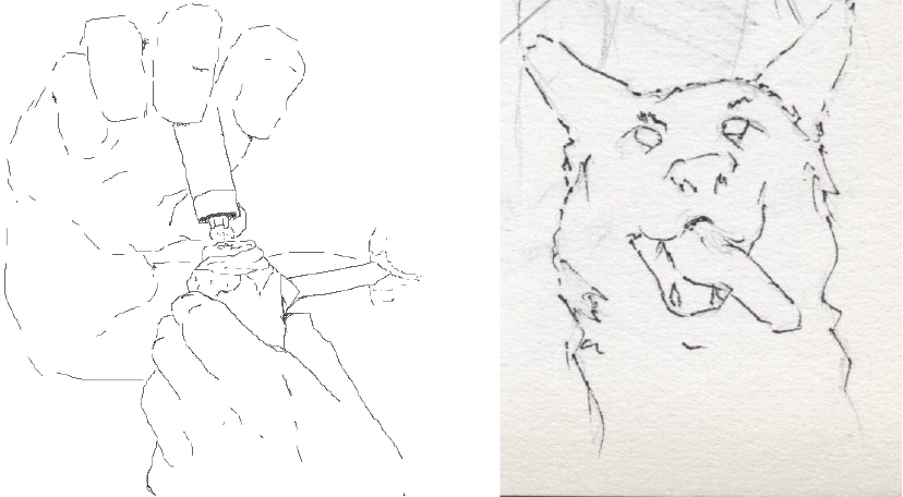 Dibujos de un tipo prendiendo una pipa y un perro X PRENSUTI